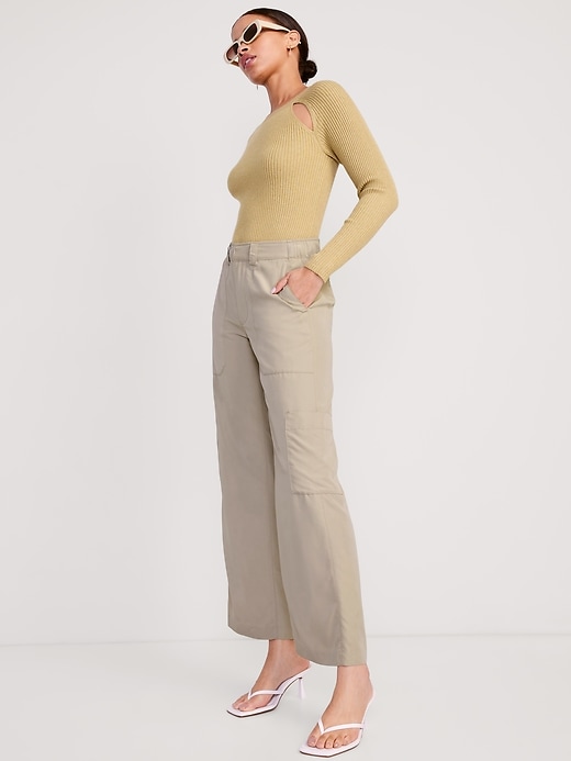Image number 3 showing, Mid-Rise Cargo Wide-Leg Pants