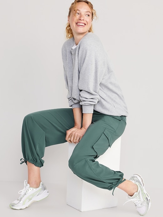 Image number 3 showing, High-Waisted StretchTech Wide-Leg Cargo Pants