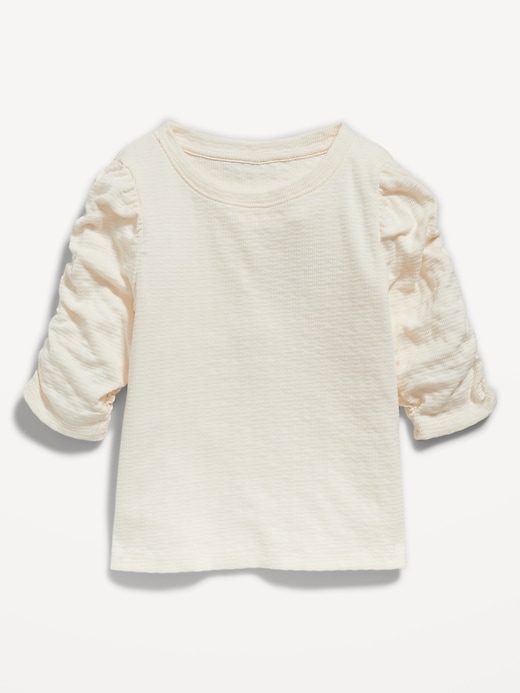 Ruched Puff-Sleeve Textured-Knit Top for Girls | Old Navy