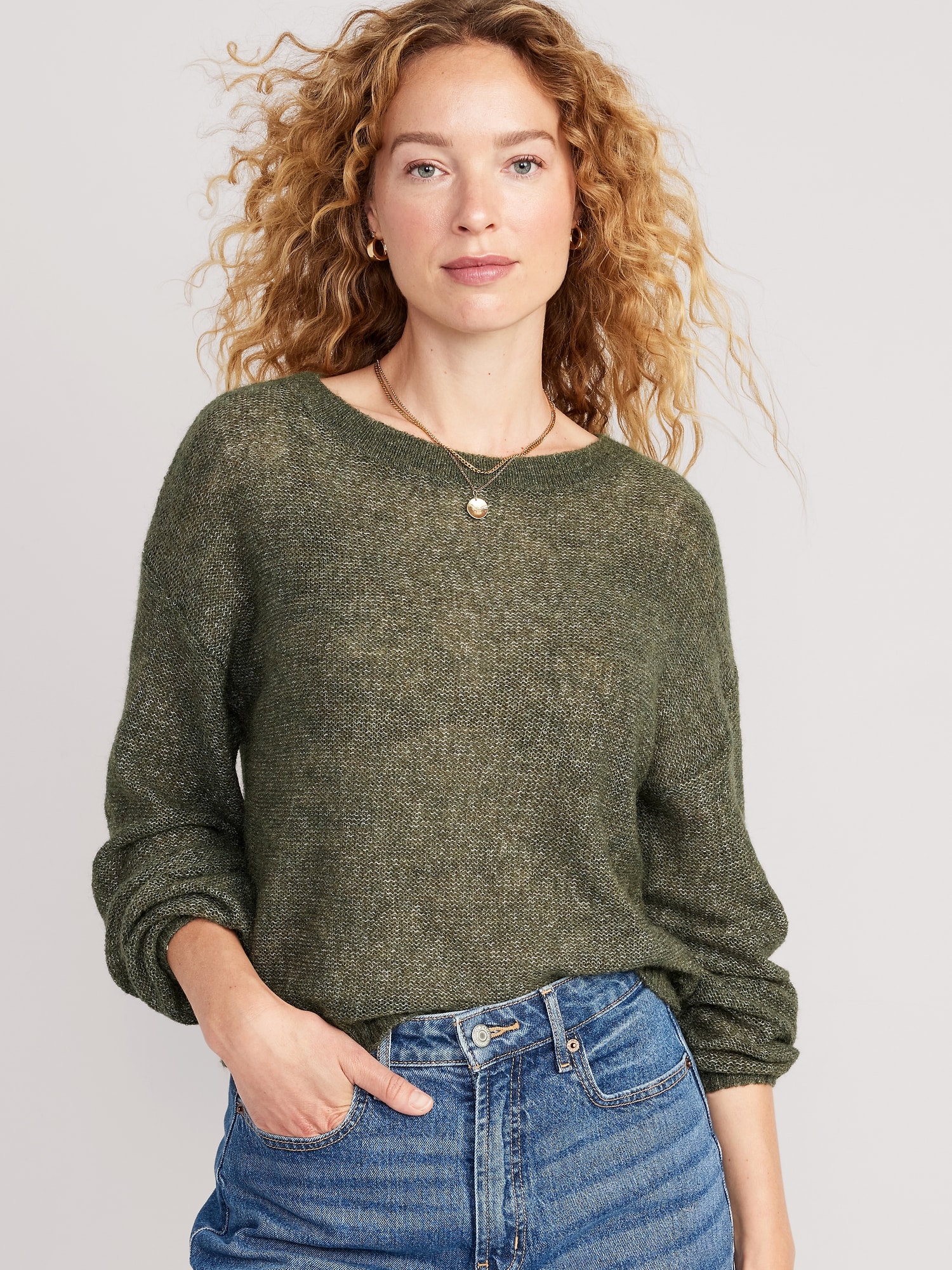 Sheer Boat-Neck Sweater for Women | Old Navy