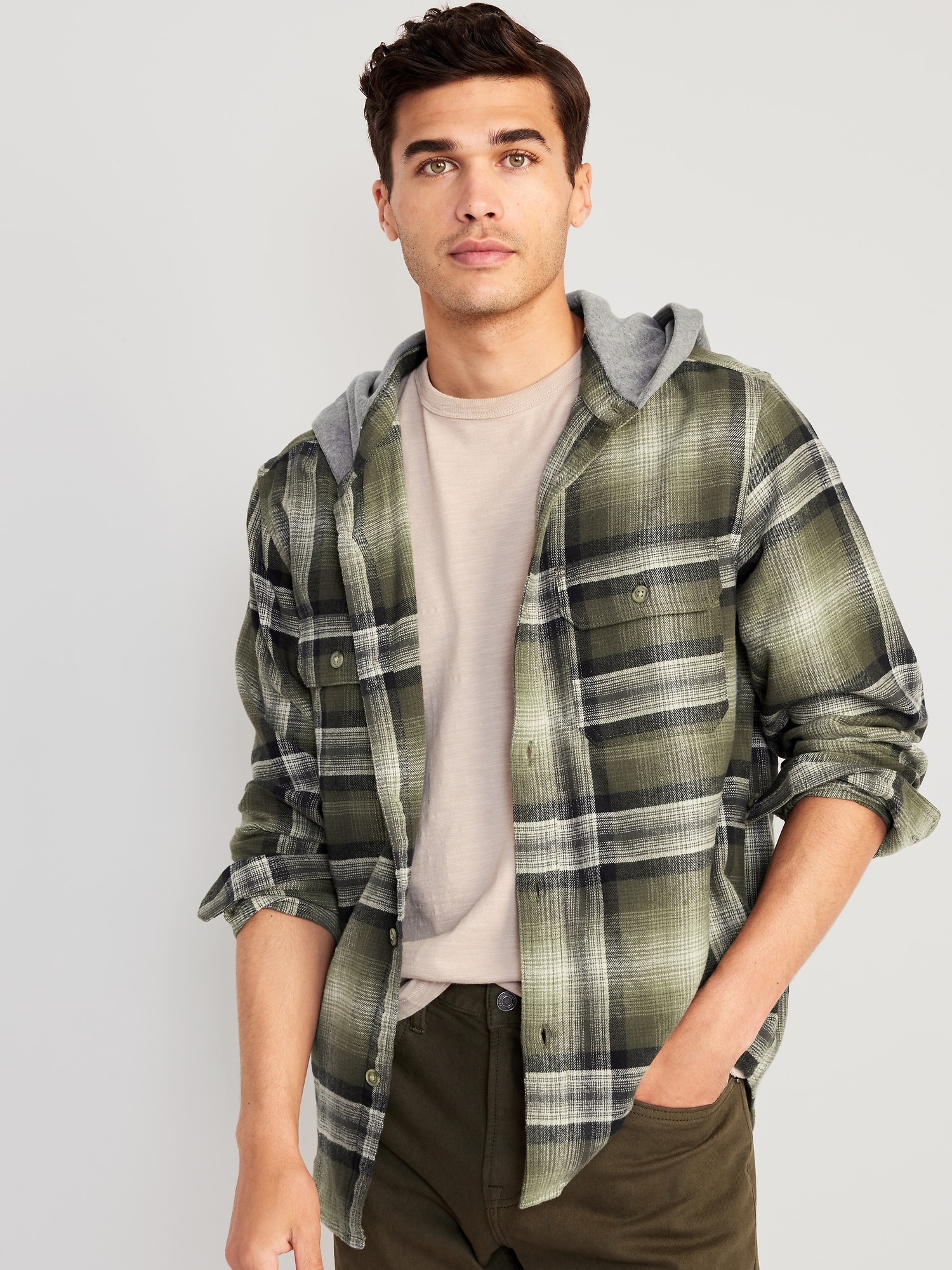 Hooded Flannel Shacket for Men | Old Navy