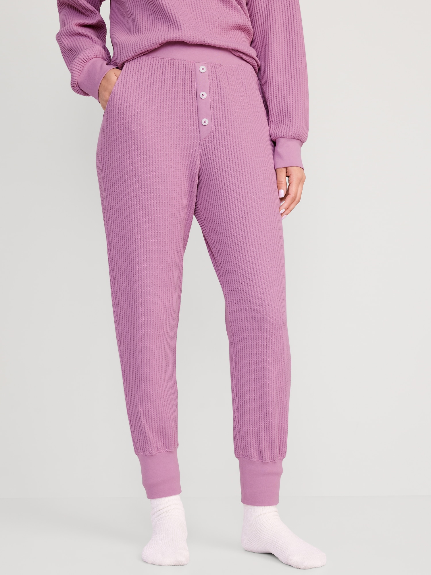 Love And Leisure Waffle Knit Joggers in Dusty Purple • Impressions