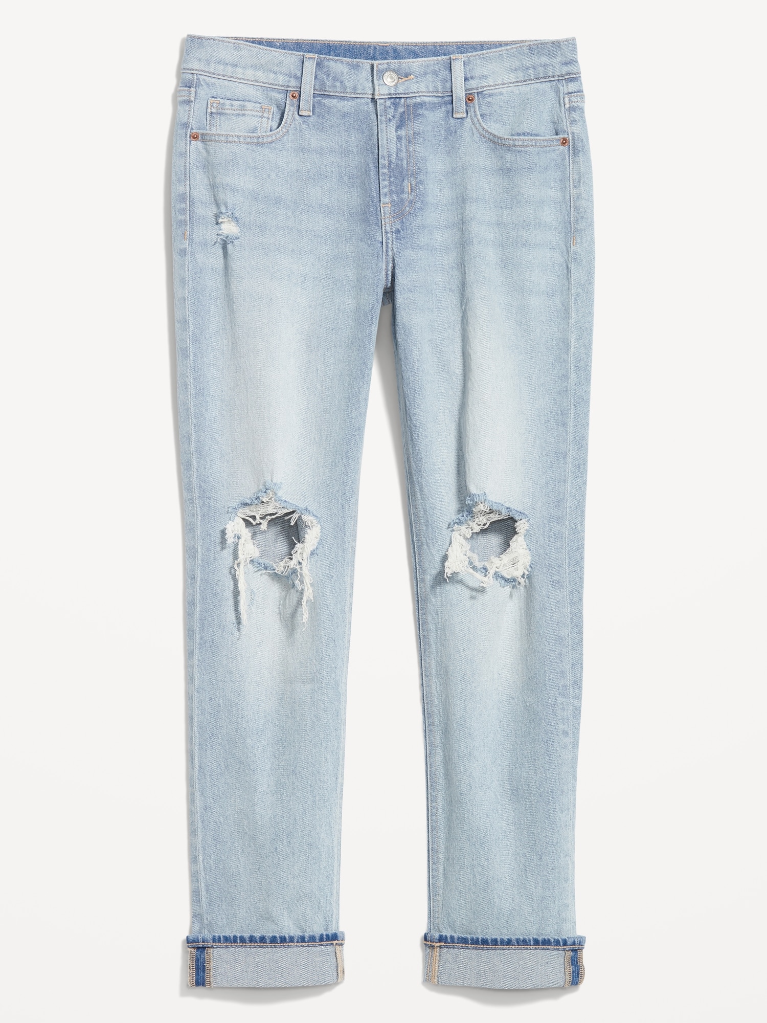 Mid-Rise Boyfriend Straight Roll Cuff Jeans for Women | Old Navy