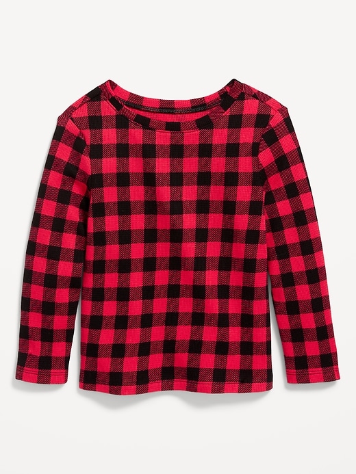 View large product image 1 of 1. Printed Long-Sleeve Thermal-Knit T-Shirt for Toddler Girls