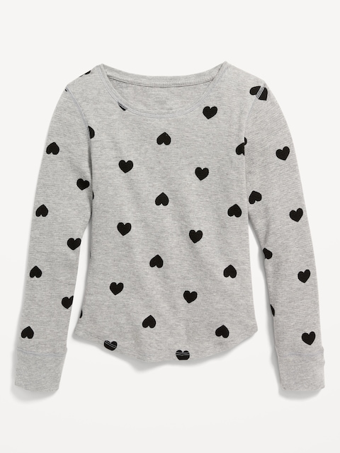Long-Sleeve Printed Thermal-Knit T-Shirt for Girls