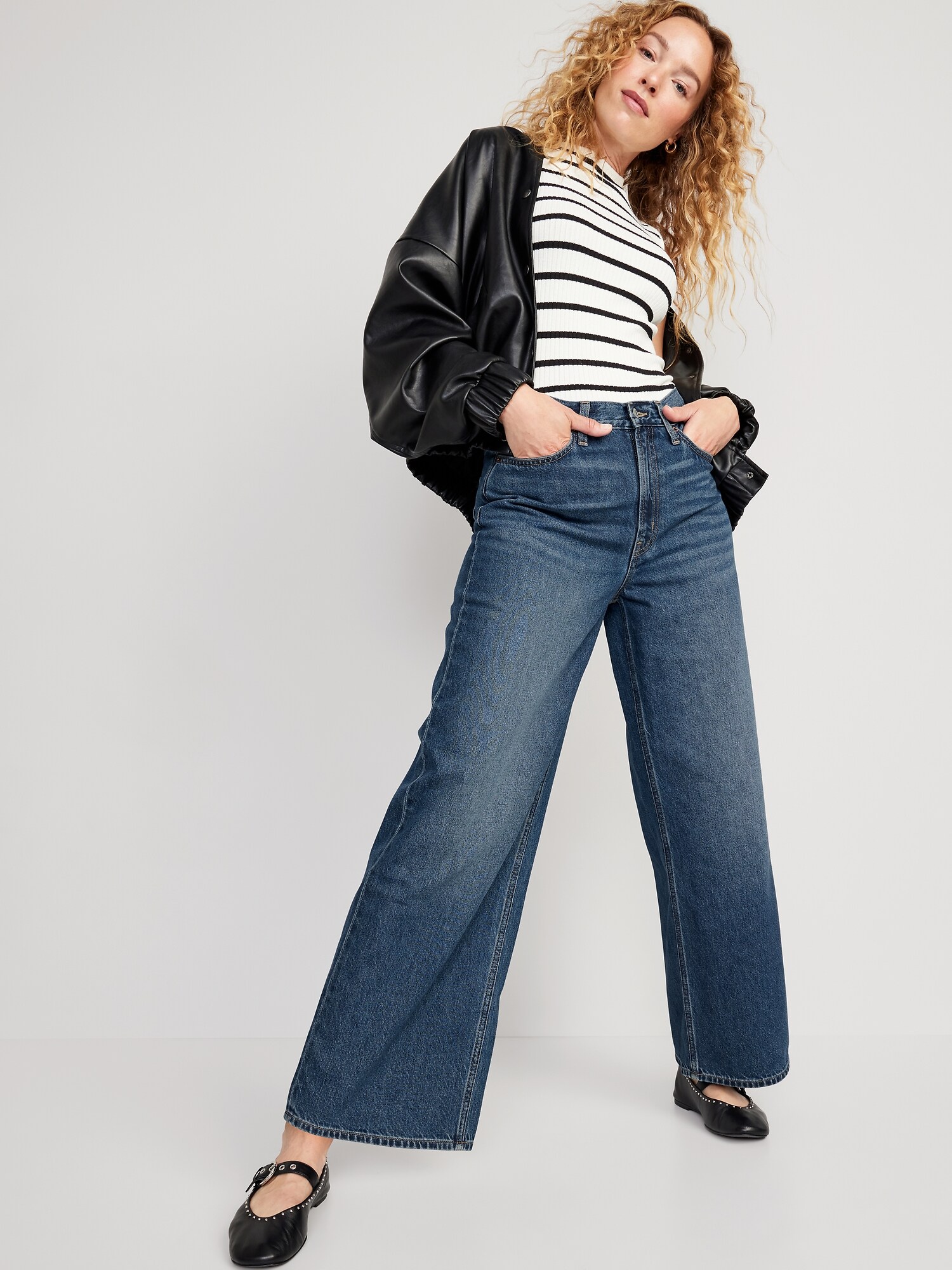 Extra High-Waisted Baggy Wide-Leg Non-Stretch Jeans for Women | Old Navy