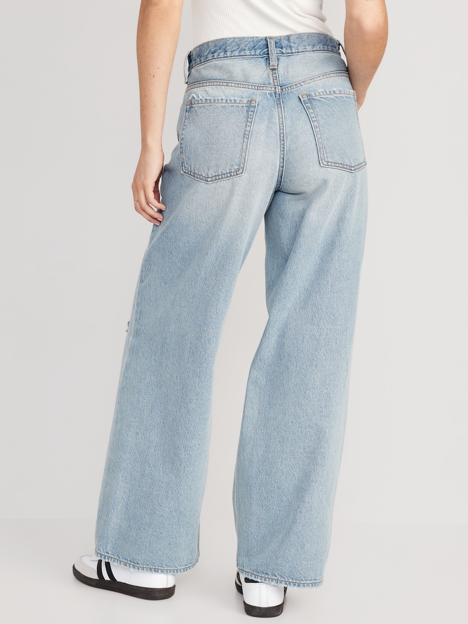 Mid-Rise Baggy Wide-Leg Non-Stretch Ripped Jeans for Women | Old Navy