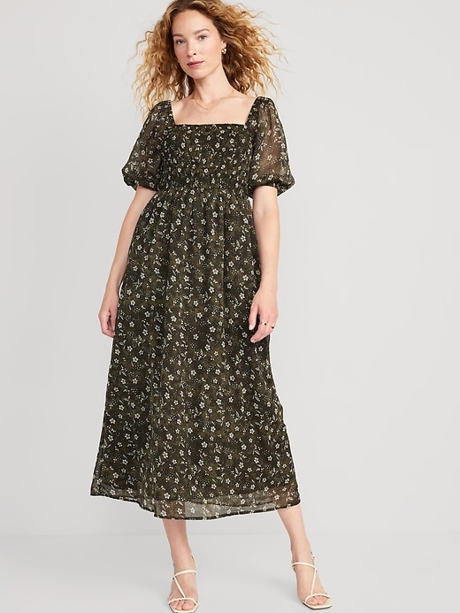 Image number 1 showing, Fit & Flare Smocked Maxi Dress