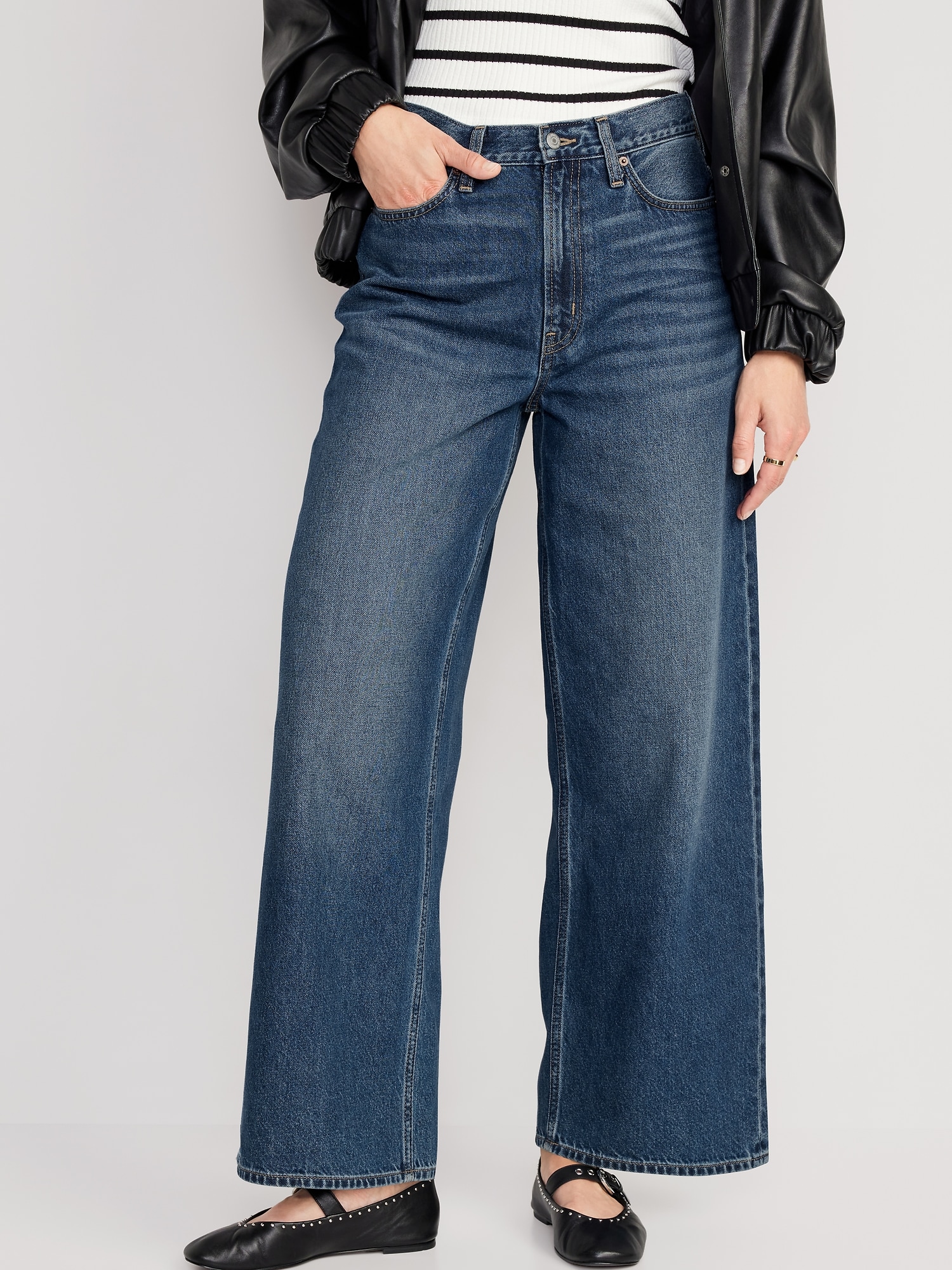 Oldnavy Extra High-Waisted Baggy Wide-Leg Non-Stretch Jeans for Women