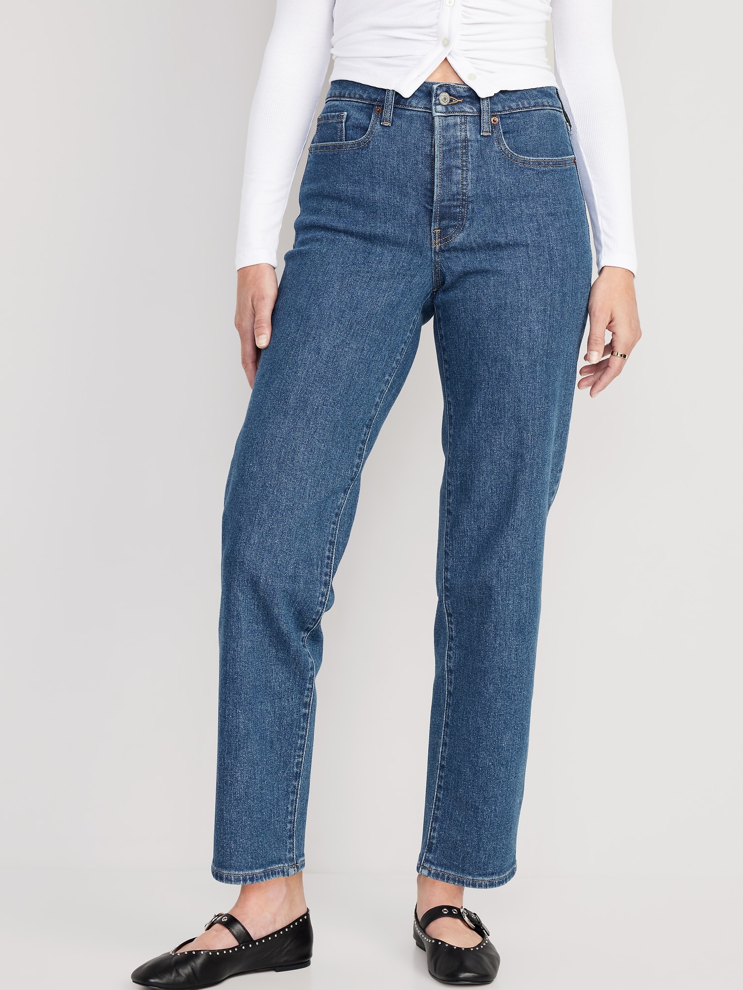 Oldnavy High-Waisted Button-Fly OG Loose Cotton-Hemp Blend Jeans for Women