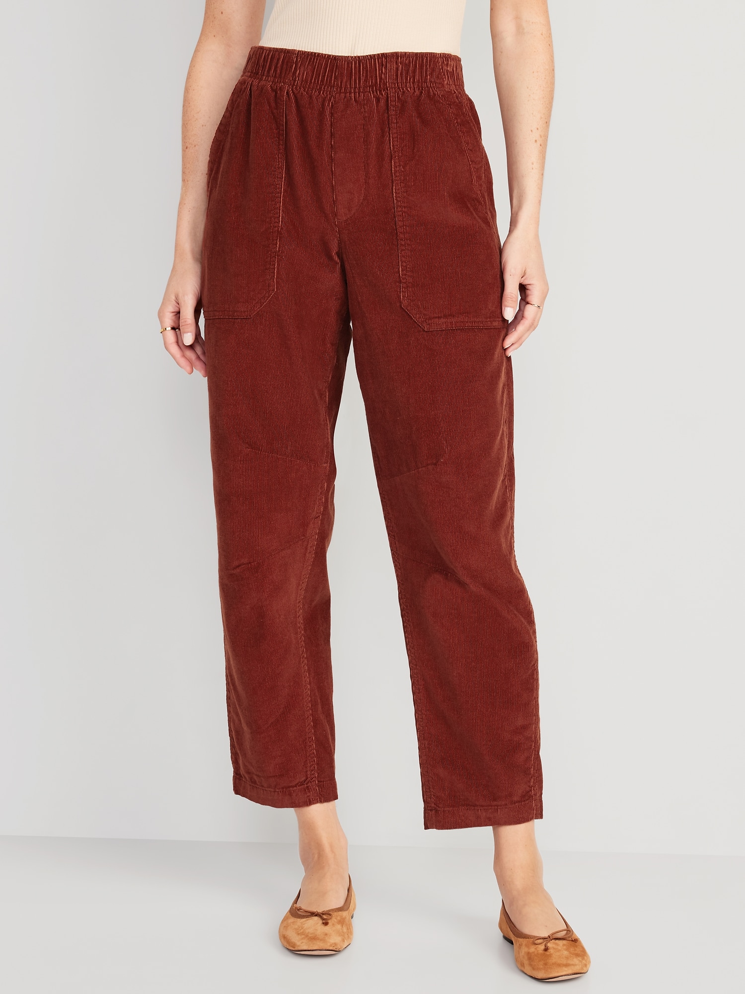 Womens Soft Surroundings Pants  Pull-On Relaxed Straight Corduroy Pants  Burnt Hickory ~ Gail Short Writes