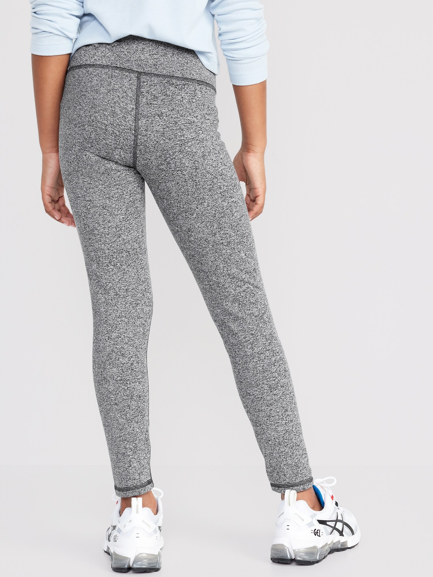Леггинсы Old Navy High-Waisted PowerPress 7/8-Length Leggings для девочек, цвет: Чёрный меланжевый — фото 2