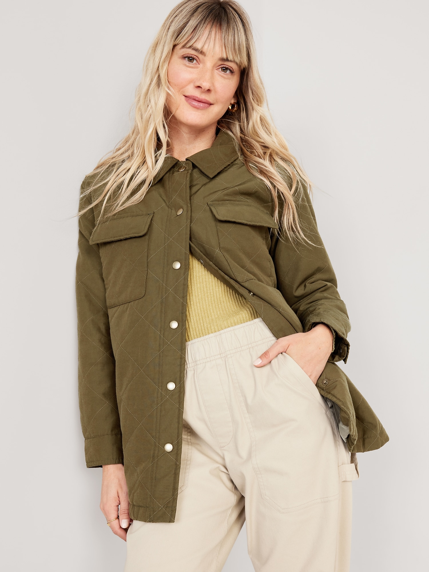 old navy quilted shacket