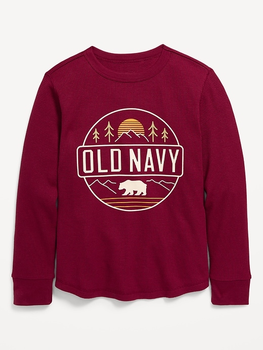 Long-Sleeve Logo-Graphic Thermal-Knit T-Shirt for Boys | Old Navy