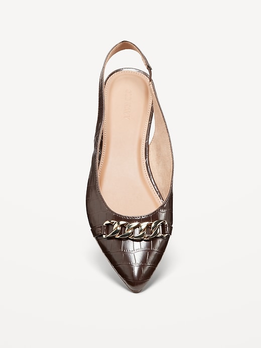 Image number 3 showing, Faux Leather Slingback Chain Ballet Flat