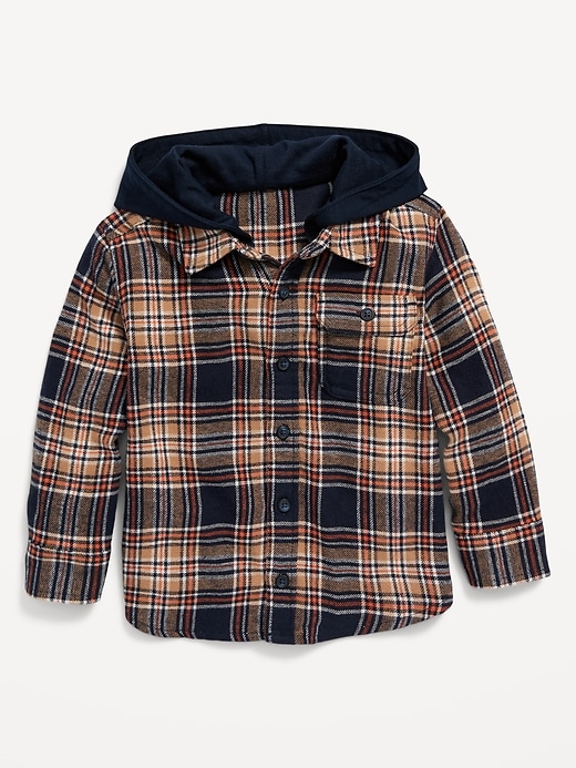 View large product image 1 of 2. Hooded Soft-Brushed Flannel Shirt for Toddler Boys