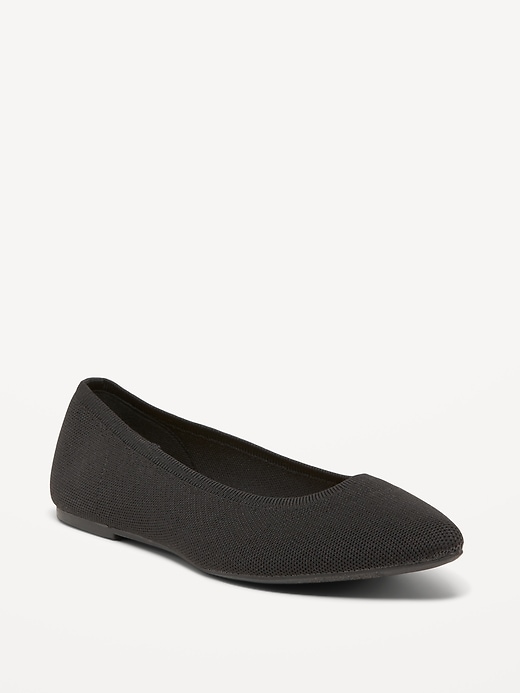Image number 1 showing, Soft-Knit Pointed-Toe Ballet Flats
