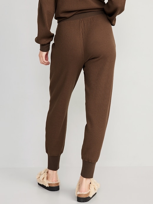 Image number 2 showing, High-Waisted Waffle-Knit Pajama Jogger Pants
