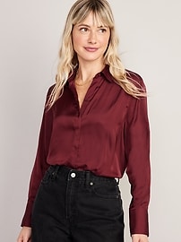 Button down satin store shirt