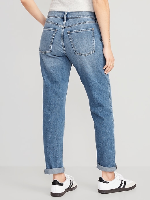 Image number 2 showing, Mid-Rise Wow Boyfriend Straight Jeans