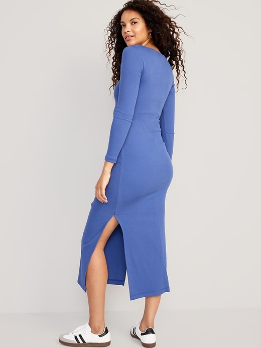 Image number 2 showing, Fitted Square-Neck Midi Dress