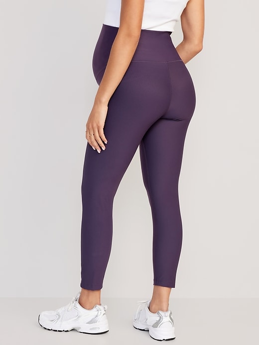 Image number 2 showing, Maternity Full-Panel PowerSoft Ribbed 7/8 Leggings