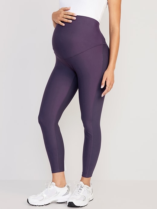 Image number 1 showing, Maternity Full-Panel PowerSoft Ribbed 7/8 Leggings