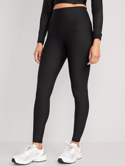 High-Waisted PowerSoft Full-Length Leggings - Black Jack