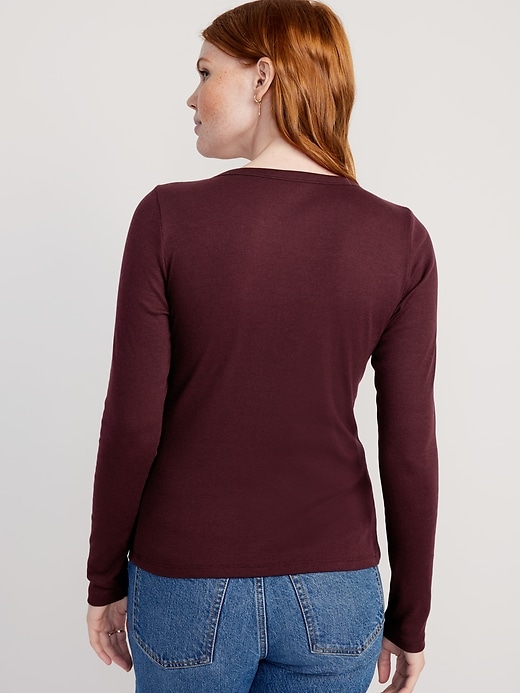 Image number 2 showing, Fitted Rib-Knit Henley T-Shirt