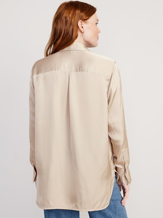 Image number 2 showing, Loose Satin Button-Down Shirt