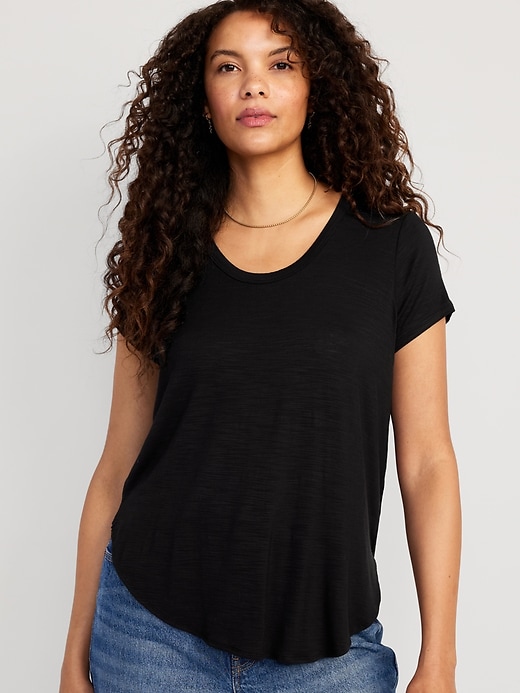 Image number 1 showing, Luxe Voop-Neck Tunic T-Shirt