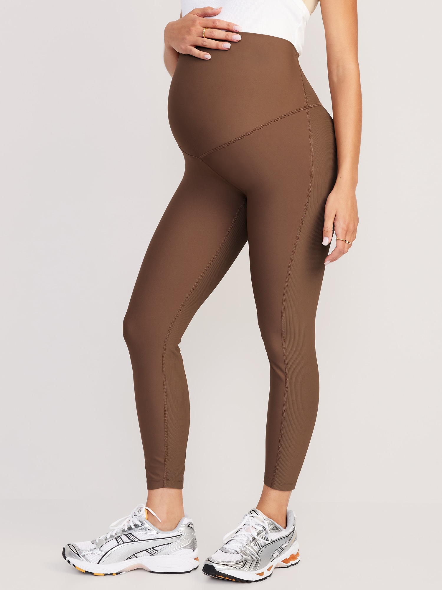 MIRITY Maternity Seamless Leggings Over The Belly Pregnancy Workout  Stretchy Pants with Pockets Brown at  Women's Clothing store