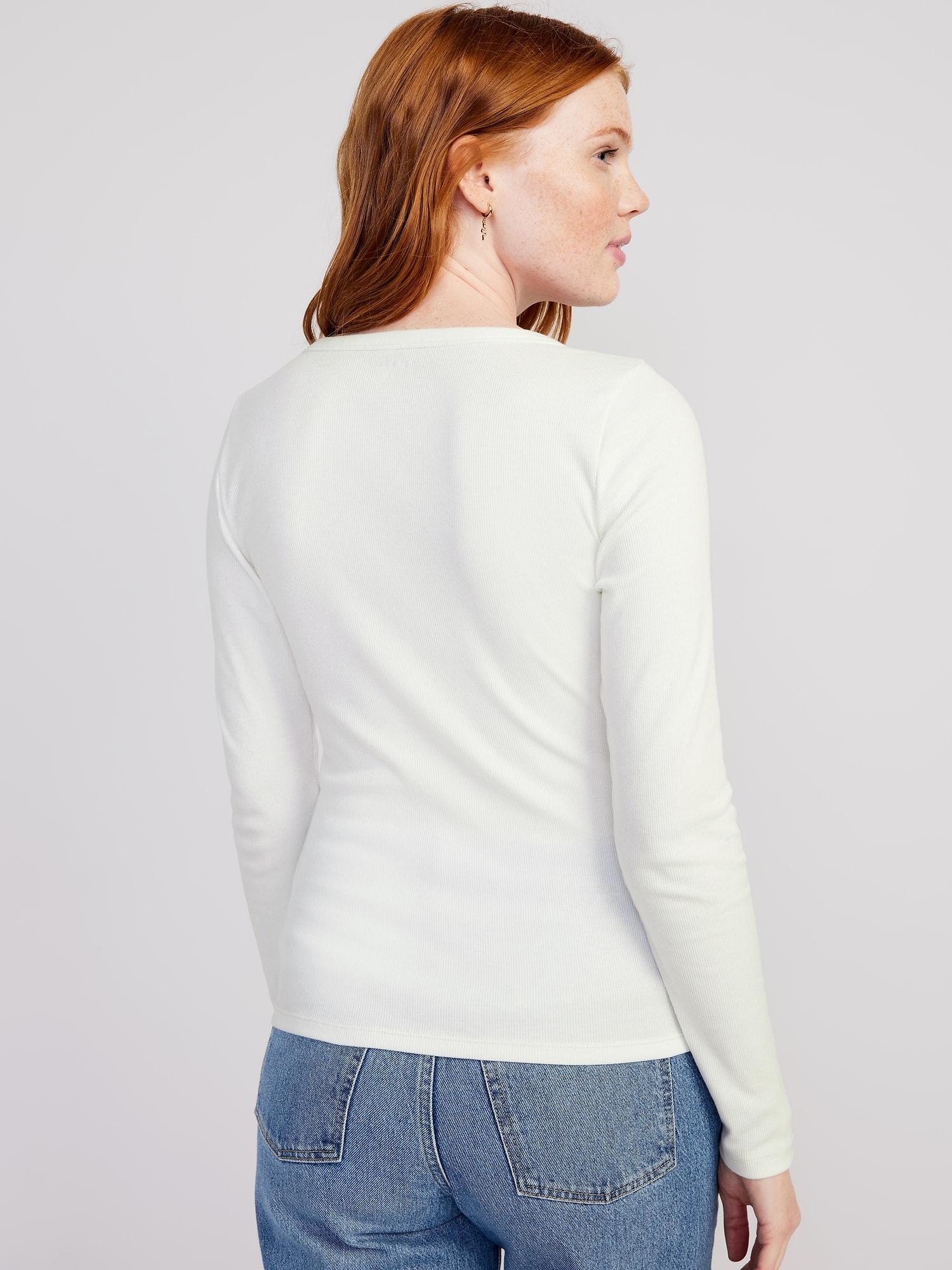 Fitted Rib-Knit Henley T-Shirt for Women | Old Navy