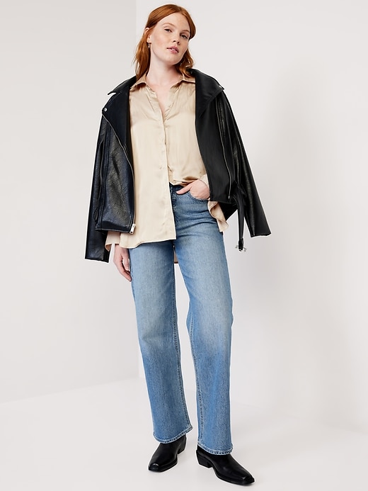 Image number 3 showing, Loose Satin Button-Down Shirt