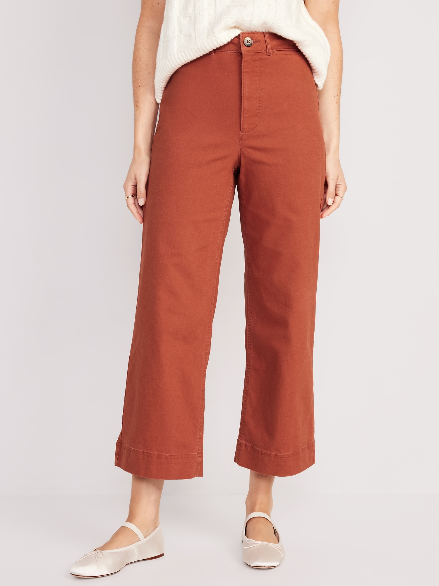 titel automatisk tilgivet High-Waisted Wide-Leg Cropped Chino Pants for Women | Old Navy