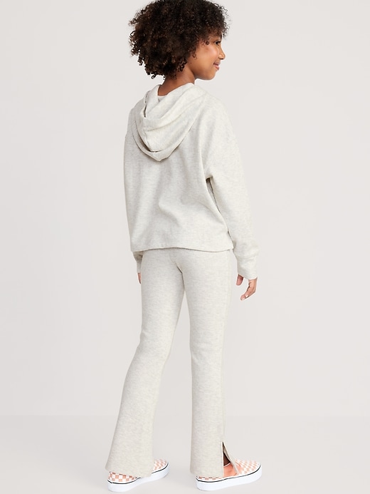 View large product image 2 of 3. Plush Cozy-Knit Hoodie & Side-Slit Flare Pants Set for Girls
