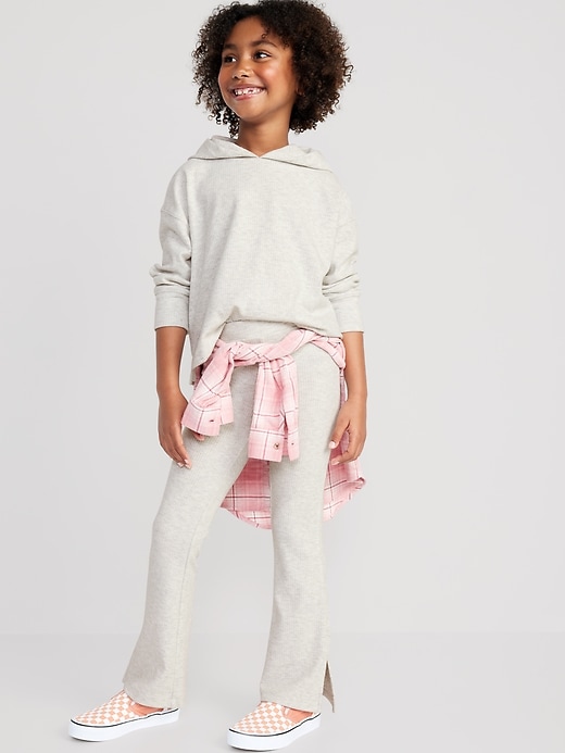View large product image 1 of 3. Plush Cozy-Knit Hoodie & Side-Slit Flare Pants Set for Girls