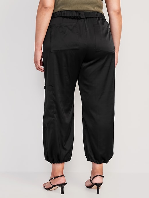 Image number 8 showing, High-Waisted Satin Cargo Jogger Pants