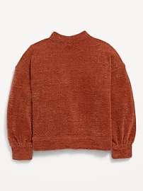 View large product image 3 of 3. Textured-Chenille Mock-Neck Sweatshirt for Girls