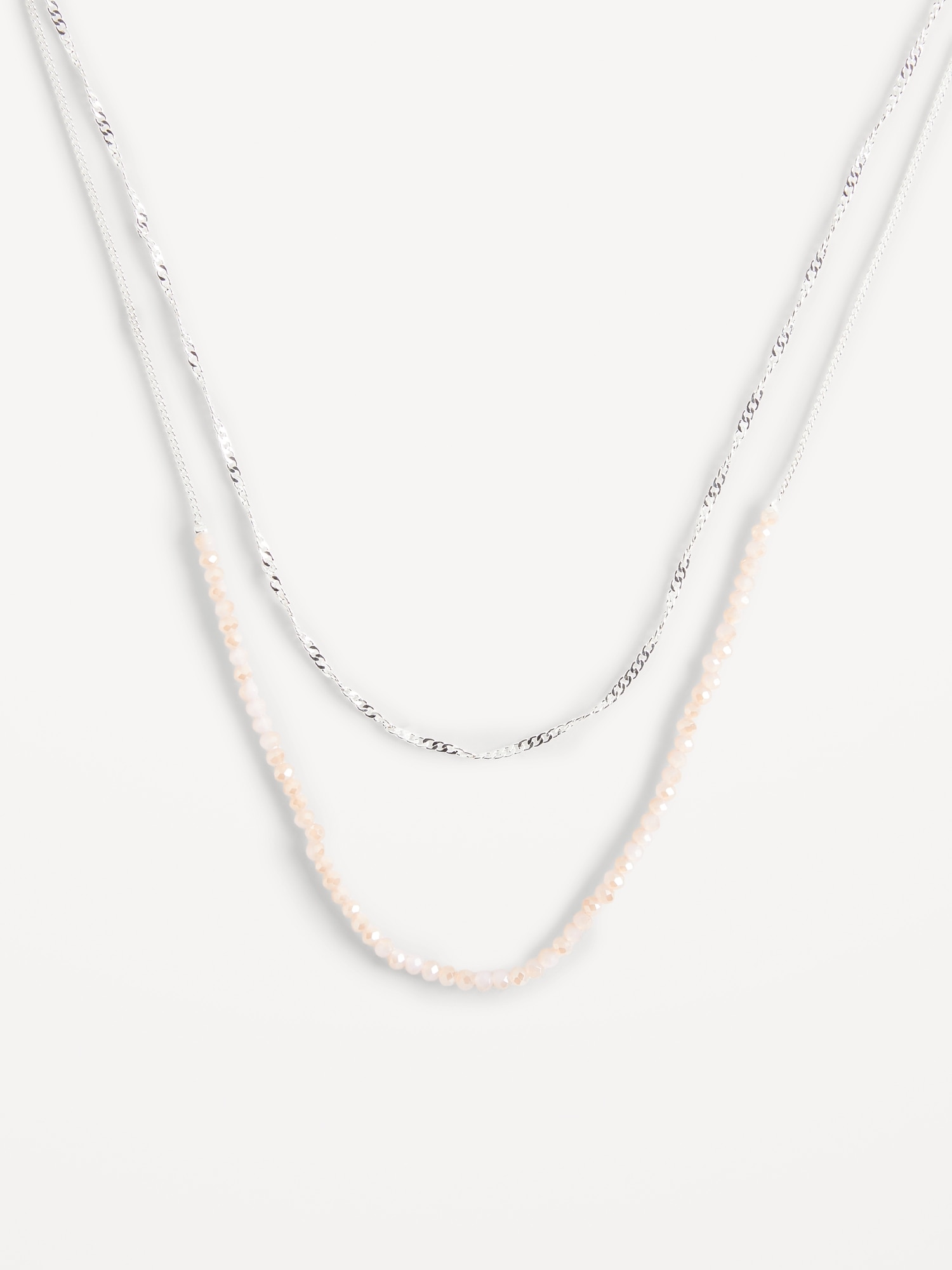 Silver-Plated Double Layer Chain Necklace for Women | Old Navy