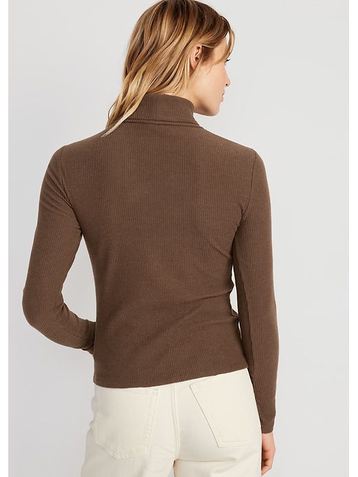 Image number 2 showing, Fitted Plush Rib-Knit Turtleneck