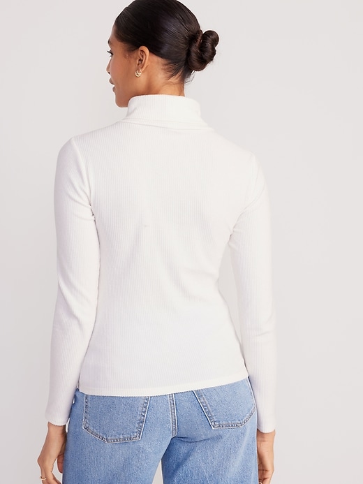 Image number 2 showing, Fitted Plush Rib-Knit Turtleneck