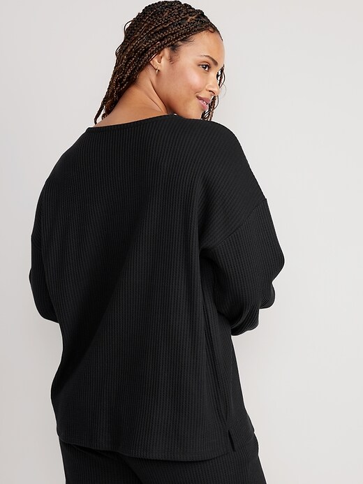 Image number 6 showing, Long Sleeve Waffle-Knit Pajama Top