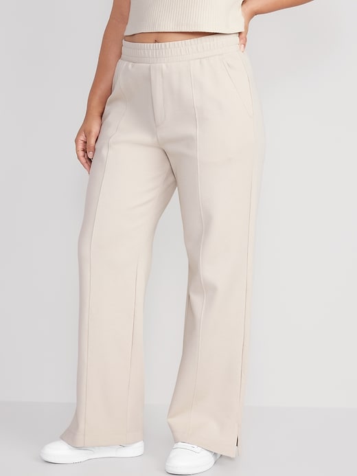 Image number 5 showing, High-Waisted Dynamic Fleece Wide-Leg Trouser Pants
