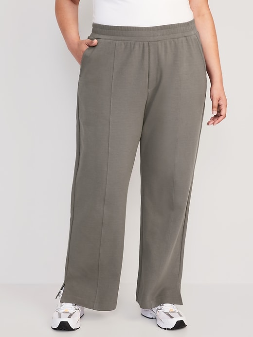 Image number 7 showing, High-Waisted Dynamic Fleece Wide-Leg Trouser Pants