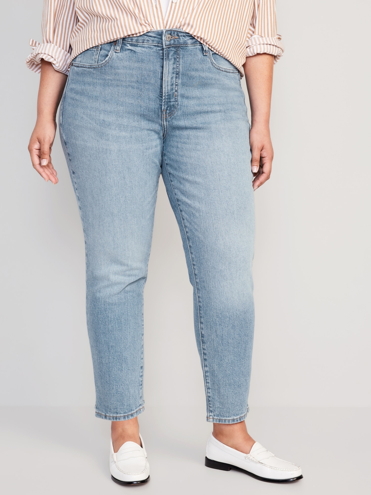 High-Waisted OG Straight Cotton-Hemp Blend Ankle Jeans | Old Navy