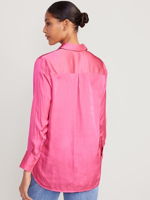 Image number 2 showing, Loose Satin Button-Down Shirt