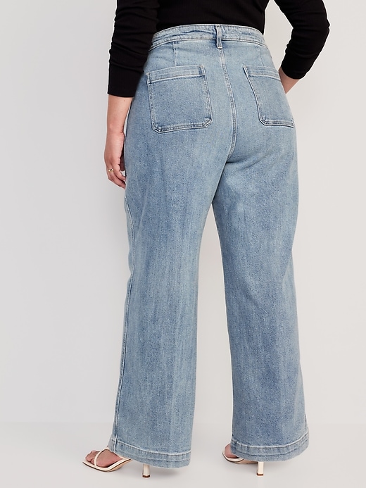 Image number 8 showing, Extra High-Waisted Trouser Wide-Leg Jeans