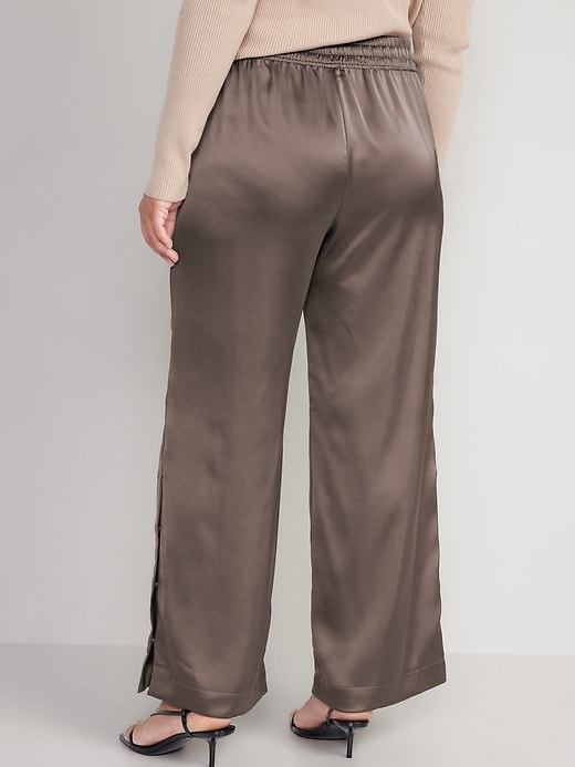 Image number 6 showing, Mid-Rise Wide-Leg Satin Track Pants