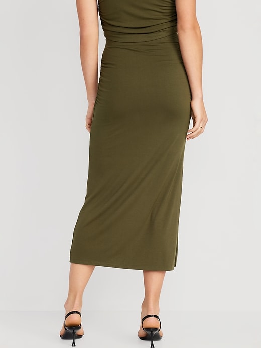 Image number 2 showing, High-Waisted Ruched Maxi Skirt